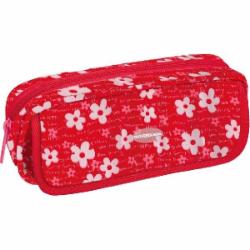 Пенал школьный мягкий Flowers, овальный CF86631 Cool For School красный