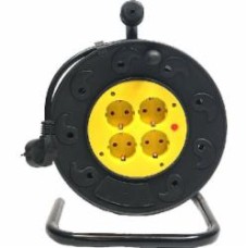 Удлинитель на катушке PowerPlant 40 м, 2x1.0 мм², 8А, 4 розетки (JY-2000/40) PPRA08M400S4