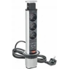 Розетка портативная мебельная + USB тройная с заземлением GTV серый