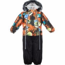 Комбинезон для мальчика HUPPA Devon 2 82722 с принтом р.86 черный с оранжевым 36160230-82722-086