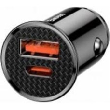 Автомобильное зарядное устройство BASEUS Circular Plastic USB, Type-C PD3.0, QC4.0, black (CCALL-YS01)