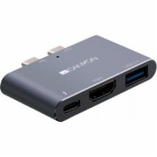 Док-станция Canyon Multiport Docking Station with Thunderbolt 3 Dual type C 100 W Grey (CNS-TDS01DG)