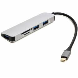 USB-хаб PowerPlant USB Type-C – 3xUSB 3.0 Ports + TF/SD Card Reader