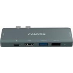 USB-хаб Canyon для MacBook 7-в-1: USB-C Power Delivery 100 Вт (CNS-TDS05B)