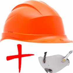 Каска Delta Plus QUARTZ 3 QUARUP3OR оранжевая с очками FUEGO