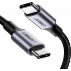 Кабель UGREEN US316 Type-C to Type-C PD 100W 20V/5A Alu Case with Braid 1,5 м grey (70428)