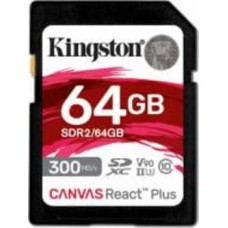 Карта памяти Kingston SDXC 64 ГБ UHS-II Class 3 (U3)Class 10 (SDR2/64GB ) Canvas React Plus