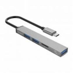 USB-хаб Orico USB-A - USB3.0, 2xUSB2.0, TF (AH-A12F-GY-BP)