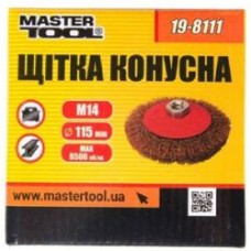 Щетка конусная из латунированной рифленой проволоки 115 мм М14 MasterTool 19-8111