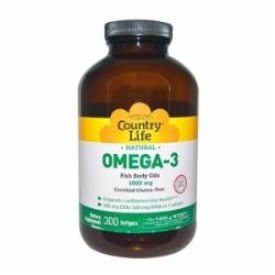 Жирные кислоты Country Life Omega-3 (Омега-3 рыбий жир) 300 капс.1000 мл