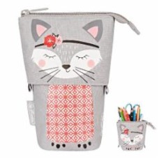 Пенал-подставка 2 в 1 Pen Stand Kitty 50043675 Herlitz серый с рисунком