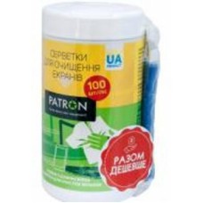 Комплект для чистки Patron 2 в 1: салфетки для очищения экранов, туба 100 шт. + салфетка микрофибра, 20 х20 cм 400 мл (CS-PN-BUNDL-1)
