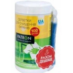 Комплект для чистки Patron 2 в 1: салфетки для очищения экранов, туба 100 шт. + салфетка микрофибра, 20 х20 cм 400 мл (CS-PN-BUNDL-1)