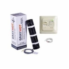 Нагревательный мат GrayHot 150, 186 Вт, 1,3 м² + Терморегулятор In-Therm аналоговый для теплого пола RTC 70
