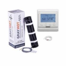 Нагревательный мат GrayHot 150, 186 Вт, 1,3 м² + Терморегулятор In-Therm програмированый для теплого пола Е51