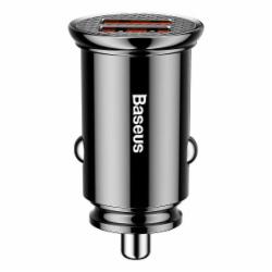 Автомобильное зарядное устройство BASEUS Circular Plastic A+A 30W Dual QC3.0 Black