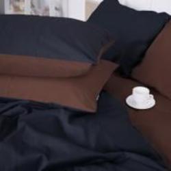 Комплект постельного белья Сатин 0211+0055 Dark Chocolate 220х240 см шоколадный/черный MirSon