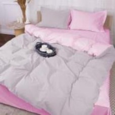 Комплект постельного белья Poplin Line 018 + 054 Richelle 143х210 см светло-серый/розовый MirSon