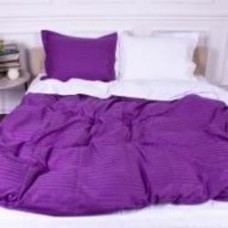 Комплект постельного белья Satin Stripe 30-0009+30-0001 Belinda 220х240 см белый/фиолетовый темный MirSon
