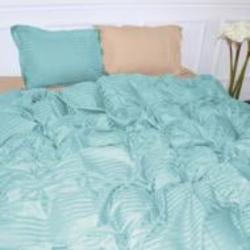Комплект постельного белья Satin Stripe 30-0013+30-0004 Rovena 200х220 см голубой/бежевый MirSon