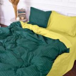 Комплект постельного белья Satin Stripe 30-0017+30-0003 Kleiton 2х143х210 см зеленый/желтый MirSon
