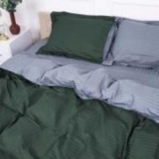 Комплект постельного белья Satin Stripe 30-0017+30-0011 Damir 200х220 см зеленый/серый MirSon