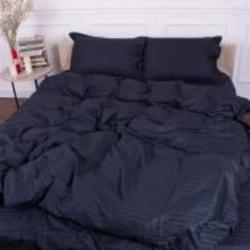 Комплект постельного белья Satin Stripe 30-0021 Dark Blue 143х210 см темно-синий MirSon