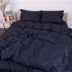 Комплект постельного белья Satin Stripe 30-0021 Dark Blue 160х220 см темно-синий MirSon