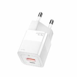 Зарядное устройство Essager Square Brick 33W GaN Travel Charger USB A+ Type-C EU White (ECTCA-FZB02)