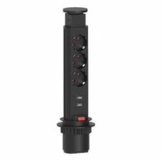 Розетка + USB 3 с заземлением IP20 черный TR19.0002.08.061