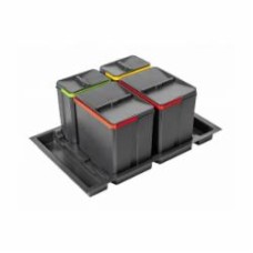 Ведро для мусора GTV с пластиковым поддоном 44 л антрацит PB-AS-800-2*15L-2*7L