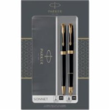 Набор ручек Parker Sonnet Black Lacquer GT FP+BP 86 092b19 (перьевая + шариковая)