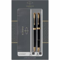 Набор ручек Parker Sonnet Black Lacquer GT FP+BP 86 092b19 (перьевая + шариковая)