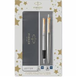 Набор ручек Parker Jotter Stainless Steel GT FP+BP 16 092b23 (перьевая + шариковая)
