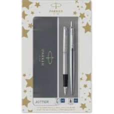 Ручка шариковая Parker Jotter Stainless Steel CT FP+BP 16 192b23 (перьевая + шариковая)
