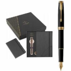 Ручка перьевая Parker Sonnet Matte Black Lacquer GT FP F 84 811b24 (первая ручка + блокнот Parker)
