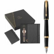 Набор Parker Urban Muted Black GT FP F (перьевая ручка + блокнот Parker)