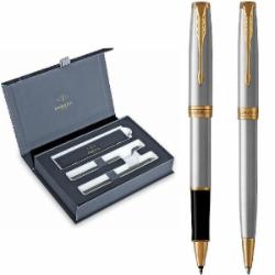 Набор ручек Parker Sonnet Stainless Steel GT RB+BP (роллер + шариковая) 84 182b24