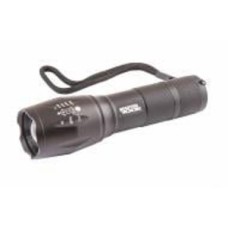 Фонарь светодиодный MasterTool ручной с регулировкой фокуса 5 режимов 10W CREE XM-L T6 LED/600 lum/8000К/200 м/3xAAA/1x18650 AL (94-0819) черный