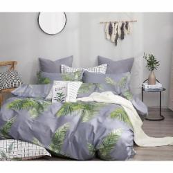 Комплект постельного белья полуторный LEAVES ON BLUE/REVERSE серый Zastelli