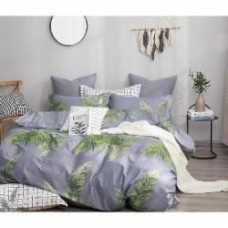 Комплект постельного белья евро LEAVES ON BLUE/REVERSE серый Zastelli
