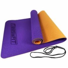 Коврик для йоги EasyFit TPE+TC ECO-Friendly двухслойный для фитнеса 6 мм фиолетовый с оранжевым EF-1924