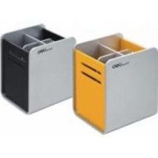 Подставка для ручек серебро/желтый Кубик пластик 4 отделения Deli Подставка для ручек серебро/желтый Кубик пластик 4 отделения Deli