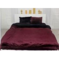 Комплект постельного белья Велюр Winter Frost 28-0007+28-0002 Poinsettia Velvet 143х210 см бордовый/черный MirSon