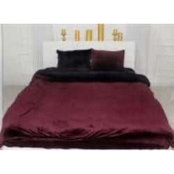 Комплект постельного белья Велюр Winter Frost 28-0007+28-0002 Poinsettia Velvet 2х160х220 см бордовый/черный MirSon