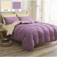 Комплект постельного белья Margolles (12-0712+16-3310) Microsatin Premium 175х210 см бежевый/фиолетовый MirSon