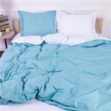 Комплект постельного белья MirSon Satin Stripe 30-0015 + 30-0001 Galiena 110х140 см бирюзовый/белый