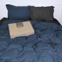 Комплект постельного белья MirSon Satin Stripe 30-0020 + 30-0012 Ennayard 110х140 см синий/черный