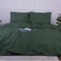 Комплект постельного белья Ranforce Elite 17-0612 Stripe Emerald 2х143х210 см изумрудный MirSon