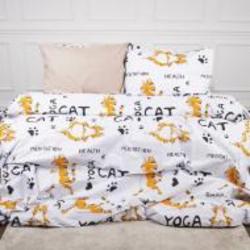 Комплект постельного белья Ranforce Elite 17-0621 Yoga Cat Orange 220х240 см мультиколор MirSon